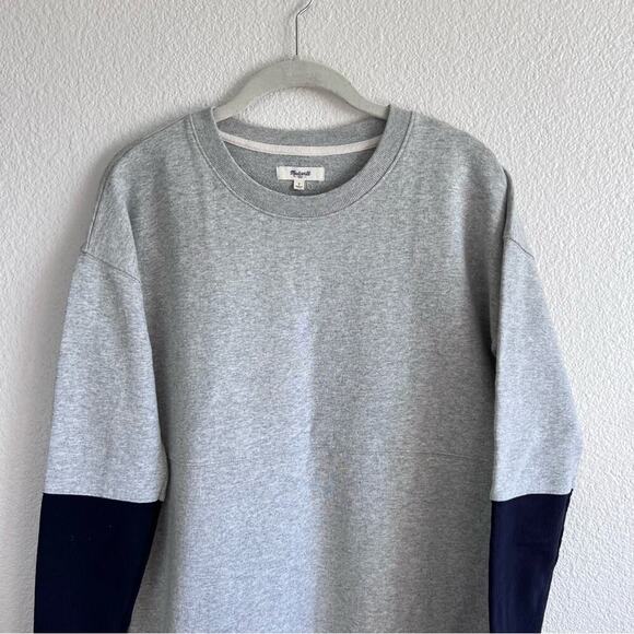 Madewell Oversize Jumpstart Sweater Sleeve Dress Knit Gray & Navy - Picture 5 of 12